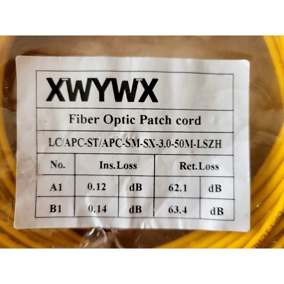 **NEW** XWYWX 50M/165FT LC/APC to ST/APC SM SX LSZH 3.0mm Indoor Fiber Optic - Picture 2 of 6